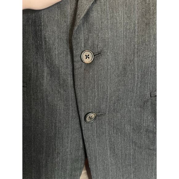 Vintage 70s Men's Milbern Dark Gray Striped Blazer Suit Jacket Medium Large 42 - Picture 3 of 9